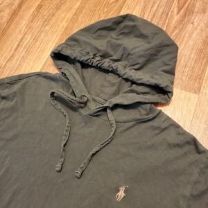 Polo Ralph Lauren Hoodie Men Large‎ Olive Green Long Sleeve Pullover Preppy